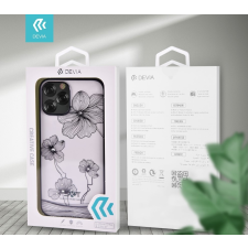 Devia Telefontok, iPhone 12 Pro Max hátlaptok, virág mintás, köves, fekete kerettel, átlátszó, Devia Crystal Flora tok és táska