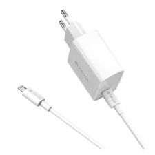 Devia USB-C hálózati töltő adapter + Type-C - lightning kábel fehér (346293 / E11) mobiltelefon kellék