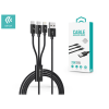 Devia USB töltőkábel 1,2 m-es vezetékkel - Devia Gracious Series 3in1 f         or Lightning/microUSB/Type-C - 5V/3A - black (ST337086)