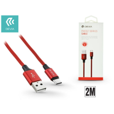 Devia USB - USB Type-C adat- és töltőkábel 2 m-es vezetékkel - Devia Pheez USB Type-C 2.0 Cable - red kábel és adapter