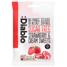 DIABLO Diablo cukormentes tejszínes epres cukorka, édesítőszerrel 75g reform élelmiszer