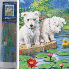 Diamant festmény kutyák tavirózsákkal 30x40cm kreatív és készségfejlesztő