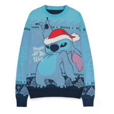 Difuzed Lilo & Stitch pulóver karácsonyi pulóver Stitch kék M méret férfi pulóver, kardigán