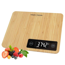  Digitális konyhai mérleg, Proficook, Bambusz, 5 kg, fa konyhai mérleg