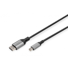 Digitus 8K DisplayPort Adapter Cable, Mini DP to DP 2m Black kábel és adapter