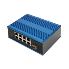 Digitus DN-651133 8-Port 10/100Base-TX(PoE) to 100Base-FX Industrial PoE Switch Blue hub és switch