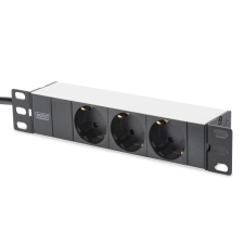 Digitus hálózati elosztó 1U, 10", 3db hálózati aljzattal, Aluminium (DN-95411) egyéb hálózati eszköz