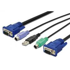  Digitus KVM Cable-Set,VGA,PS/2-Mouse,PS/2-Keyboard, USB kábel és adapter