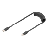 Digitus Spirál USB-C apa - USB-C apa 2.0 Adat és töltő kábel - Fekete (1m) (AK-300431-006-S)