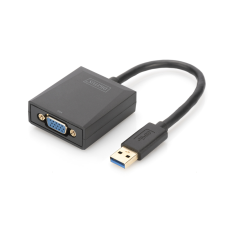 Digitus USB-A apa - VGA anya adapter - Fekete kábel és adapter