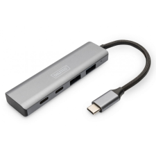 Digitus USB-C 4 Port HUB, 2x USB A + 2x USB-C Dark Gray hub és switch