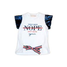 DiLorenzo Flitter díszítésű nyári kislány póló - fehér - 128