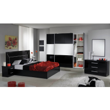Dima DI Sonia hálószoba - fekete, 160x200 cm ággyal, 2 tolóajtós 240 cm széles szekrénnyel bútor