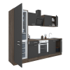 Dinewell Yorki 270 konyhablokk yorki tölgy korpusz,selyemfényű antracit front alsó sütős elemmel alulfagyasztós hűtős szekrénnyel