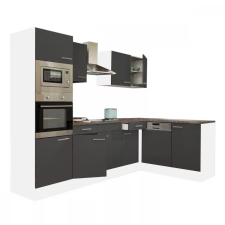 Dinewell Yorki 280 konyhablokk fehér korpusszal, selyemfényű antracit fronttal bútor