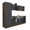 Dinewell Yorki 280 konyhablokk yorki tölgy korpusz,selyemfényű antracit front alsó sütős elemmel polcos szekrénnyel