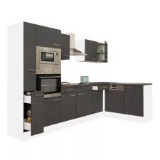 Dinewell Yorki 310 sarok konyhablokk fehér korpusz,selyemfényű antracit fronttal bútor