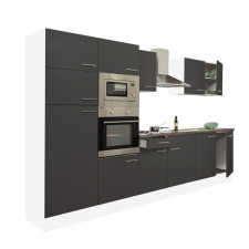 Dinewell Yorki 330 konyhablokk fehér korpusz,selyemfényű antracit fronttal bútor