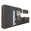 Dinewell Yorki 430 konyhablokk yorki tölgy korpusz,selyemfényű antracit fronttal felülfagyasztós hűtős szekrénnyel