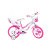 Dino Bikes Flappy 16 gyerek bicikli kosárral és babaüléssel rózsaszín-fehér színben  Dino Bikes kerékpár