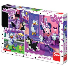 Dino Egy nap Minnie egérrel 3 x 55 darabos puzzle puzzle, kirakós