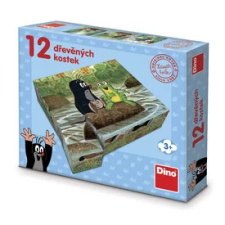 Dino Kisvakond és a madár 12 darabos fa mesekocka puzzle, kirakós