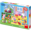Dino Peppa Pig nyaral 3 X 55 Puzzle Új