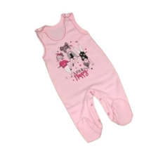 DinoDini Pamut Ujjatlan Rugdalózó - Rózsaszín"Fit&amp;Happy" 68 rugdalózó