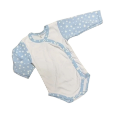 DinoDini Réklis Hosszú Ujjú Body - Fehér/Kék Ujjú Csillagos - 56 kombidressz, body