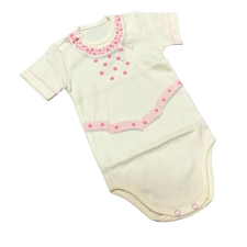 DinoDini Rövid Ujjú Body - Krém Rózsaszín Mintás - 86 kombidressz, body