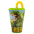 Dinoszaurusz szívószálas pohár, műanyag 430 ml