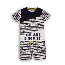DIRKJE 2 részes készlet C-SO SUNNY YOU ARE DINOMITE 74 Navy-White babaruha szett