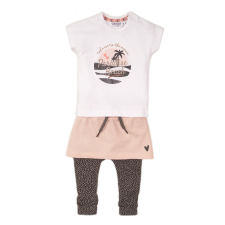 DIRKJE szett 3 részes szoknyával 80 fehér + Smokey Pink + Smokey Grey + aop gyerek ruha szett