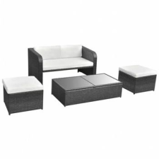 Discontmania VID 9 darabos Polyrattan kerti garnitúra fekete 958555 kerti bútor