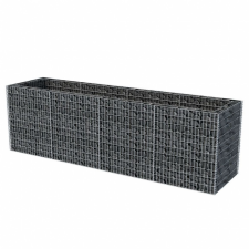 Discontmania VID Acél gabion virágtartó 360 x 90 x 100 cm ezüst kerti dekoráció