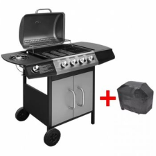 Discontmania VID Gáz grillsütő 4 + 1 gázrózsával, ajándék takaróponyva, ezüst-fekete színben grillsütő