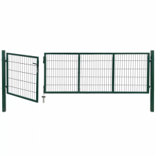 Discontmania VID zöld acél kerti kerítéskapu póznákkal 350 x 100cm kerti dekoráció