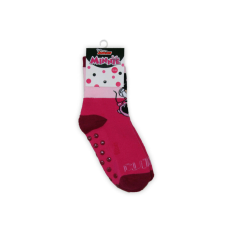 Disney Csúszásgátlós gyerek bokazokni - Minnie egér - teliplüss- CUTE feliratos - pink-világosrózsaszín - 27-30