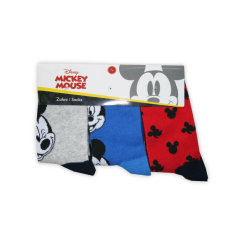 Disney Gyerek pamut bokazokni - 3 pár - Mickey egér - szürke-középkék-piros - 27-30