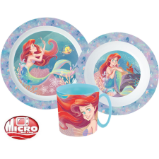 Disney Hercegnők Ariel étkészlet, micro műanyag szett 350 ml-es bögrével Nr3 babaétkészlet