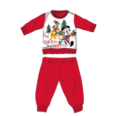  Disney Mickey egér téli vastag karácsonyi baba pizsama - pamut flanel pizsama - piros - 86