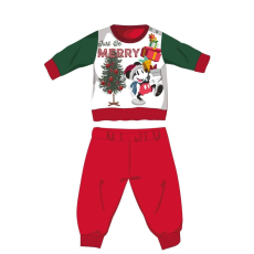  Disney Mickey egér téli vastag karácsonyi baba pizsama - pamut flanel pizsama - piros-zöld - 92