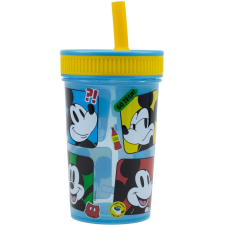 Disney Mickey Fun-Tastic szilikon szívószálas pohár 420 ml üdítős pohár
