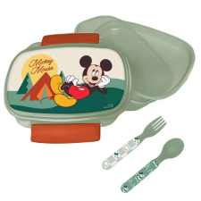 Disney Mickey szendvicsdoboz és evőeszköz szett zöld babaétkészlet