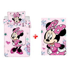 Disney Minnie ágyneműhuzat ( 100x135cm, 40x60cm) és polár takaró (100x150cm) szett lakástextília