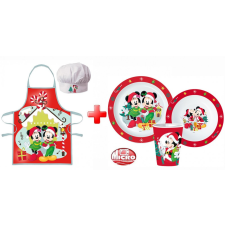 Disney Minnie and Mickey Karácsonyi kötény és műanyag étkészlet szett babaétkészlet