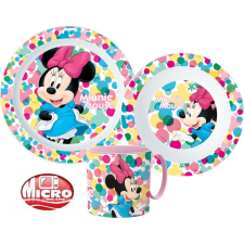 Disney Minnie étkészlet, micro műanyag szett 265 ml-es bögrével babaétkészlet