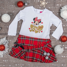  Disney Minnie hosszú ujjú lányka ruha| alul fekete masnis