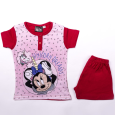 Disney Rövid ujjú pamut gyerek pizsama - Minnie egér - egyszarvús - piros - 104