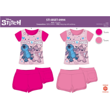 Disney Stitch pamut nyári együttes kislányoknak - póló-rövidnadrág szett - pink - 104 gyerek ruha szett